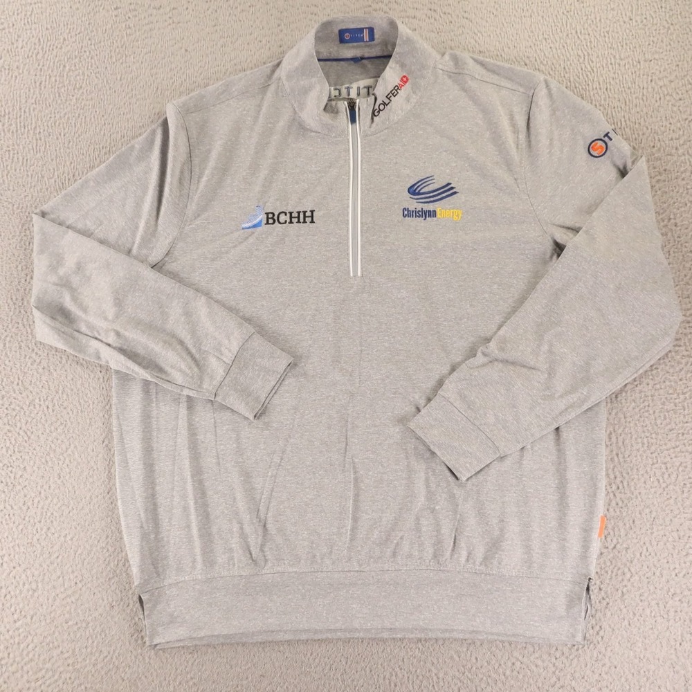 Stitch Sweatshiert Mens XL Gray Heathered Solid Polyester Golf 1/4 Zip Pullover